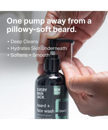 Every Man Jack Beard + Face Wash - Subtle Sea Salt Fragrance - Deep Cleans, Conditions, and Softens Beard - 6.7 oz - Buy Online on GoSupps.com