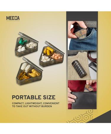 MEDCA Moisture Proof Weekly Pill Organizer - BPA Free Stackable Box for Pills & Vitamins - 3 Daily Compartments - Black - Buy Online on GoSupps.com