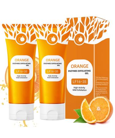 Orange Exfoliating Gel for Face & Body Orange Exfoliante Scrub Peeling Gel Exfoliating Cleansing Scrub Deep Cleansing Moisturizing Facial Exfoliator Remove Blackheads for All Types Skin (2pcs 1) 2pcs 1.75 Fl Oz (Pack o