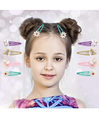 Girls Unicorn Hair Clips - Flower & Rabbit Snap Hair Pins for Kids - Buy Online on GoSupps.com
