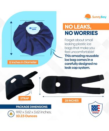 SunnyBay 11 Ice Bag with 28 Strap - Reusable Medical Icing Pack for Injuries - Cold Therapy Pain Relief - Buy Online on GoSupps.com