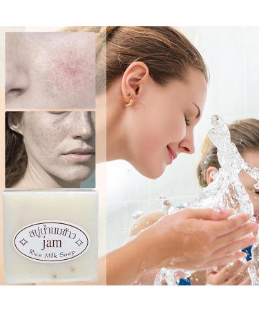 Rice Milk Soap Face Cleansing Rice Milk Soap Gentle Natural Thai Goat Milk Rice Soap Brightening Body Cleansing Rice Goat Milk Soap Portable Cleaning Supplies For Hand Washing Face Washing - Buy Online on GoSupps.com