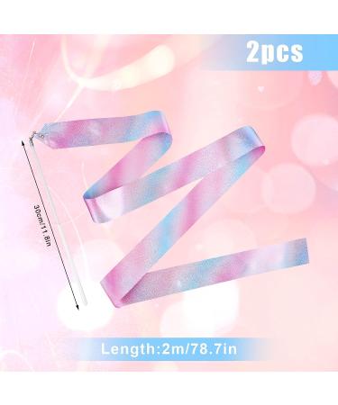 KINBOM 2pcs Dance Ribbon Set - 78.7 inch Sparkling Gymnastics Streamers for Kids Talent Shows - Ribbon Wand Glitter Pink+Gradient - Buy Online on GoSupps.com