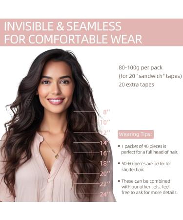 Silk-co Tape-In Real Hair Extensions Brown 40 Pieces Real Hair Tape Extensions Remy Tape Glue Extensions Skin Weft 80 g No. 04 Chocolate Brown 35 cm - Buy Online on GoSupps.com