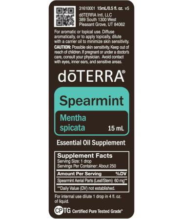 doTERRA Spearmint Essential Oil 15 mL - Premium Quality Essential Oil for Aromatherapy & Wellness | International Shipping Available - Buy Online on GoSupps.com