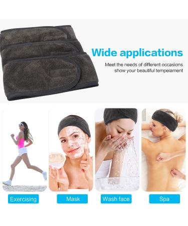 SINLAND Spa Headband 3 Pack - Soft Women Hair Band for Facial Washing, Makeup, Shower - 3.5x25.2 Inch - dgrey - Buy Online on GoSupps.com