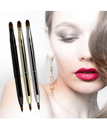 Retractable Dual End Lip Brush with Cap - Portable Makeup Tool for Lip Contouring and Concealer - Perfect Christmas Gift (Black) - Buy Online on GoSupps.com