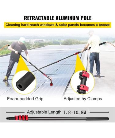 Water Fed Pole Kit Water Fed Brush W/Squeegee 3-in-1 Aluminum Outdoor Window Cleaner Cleaning Tool for Window Glass 30Cm 3.6M - Buy Online on GoSupps.com