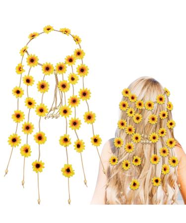 Sunflower Hair Accessories Sunflower Headband Floral Hippie Accessories Flower Wreath Hair for Carnival Wedding