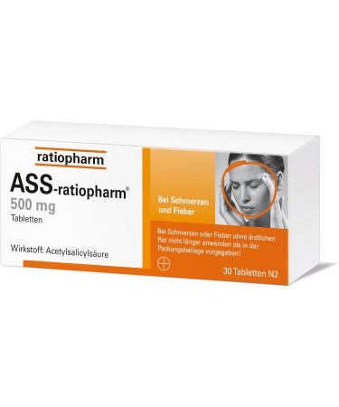ASS-ratiopharm 500 mg Tablets - Effective Pain Relief 30 Tablets Pack Ships Internationally - Buy Online on GoSupps.com