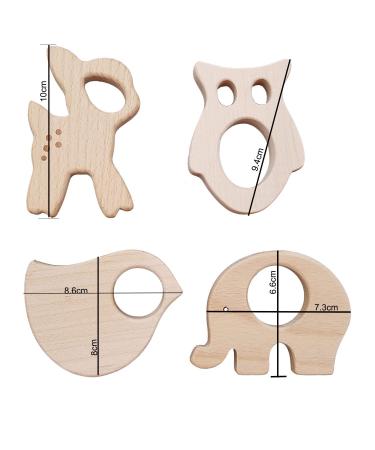 Handmade Wooden Baby Teether Toys & Rattles 4pk - Forest Animals Set | Fine Motor & Sensory Development Toy | Gender Neutral - Buy Online on GoSupps.com