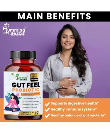 Gut Feel Probiotics Supplements for Gut Health | 25 Billion CFU & 12 Strains | Improves Digestion Boost Immunity - Pack of 1 (60 Capsules) - Buy Online on GoSupps.com