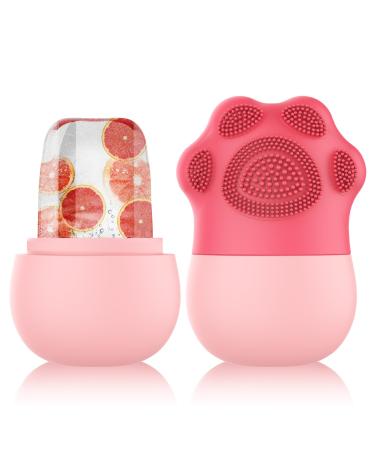 Geeric Ice Roller silicone ice cream facial cleaning brush face facial massage facial ice scooter face tightening anti-aging wrinkle tight dark rings reduce sore muscles cat paw pink