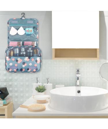 Waterproof Hanging Toiletry Bag | Portable Makeup Pouch with Handle and Hook - Blue | Travel Organizer for Women and Girls - Buy Online on GoSupps.com