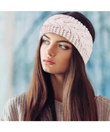Winter Headband for Women | Wool Cable Knit Ear Warmer Hair Wrap - Beige - Buy Online on GoSupps.com