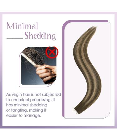 FSHINE Balayage Brown Tape Extensions - 40cm Dark Brown & Caramel Blonde Virgin Real Hair | 10 Pieces 20g #4/27/4 - Buy Online on GoSupps.com