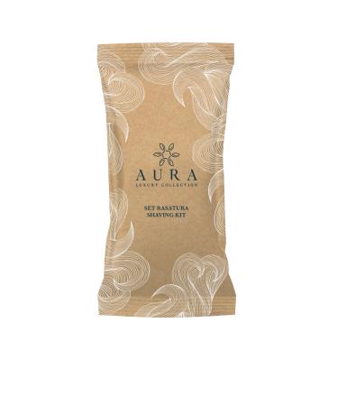 Aura Luxury Collection Shaving Set in Case with Disposable Razor and 1 Sachet of Cornflower Shaving Gel 6 ml (150)