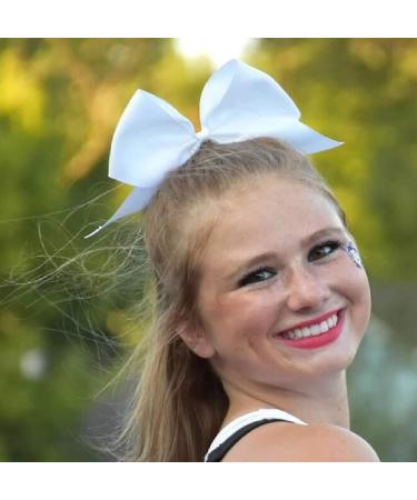 Kenz Laurenz White Cheer Bow - Perfect Gift for Girls and Women | Cheerleading Softball Team Bow with Ponytail Holder | Strong Hair Ties Bands Elastics - Buy Online on GoSupps.com