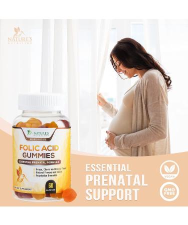 Folic Acid Gummies for Women 400mcg - Essential Prenatal Support for Mom and Baby - Chewable Folate Supplement for Pregnancy - 60 Gummies - Buy Online on GoSupps.com