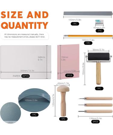 Rustark 42Pcs Rubber Stamp Making Kit for Printmaking - Carving Knives, Blocks, Roller, Ink Brayer, Tracing Paper & More - Buy Online on GoSupps.com