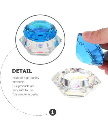 Minkissy Nail Art Dappen Dish Diamond Shape Nail Crystal Bowl with Lid for Nail Acrylic Liquid Powder (Lake Blue) - Buy Online on GoSupps.com