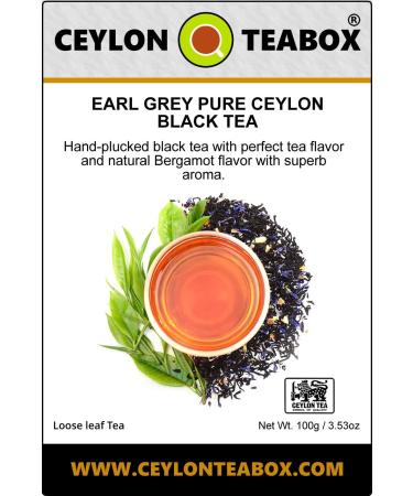 Ceylon Teabox Earl Grey Blue Flower Bergamot Tea Pure Ceylon Black Tea (FBOP) Earl Grey Tea Loose Leaf Tea World's Finest Pure Ceylon Black Tea Loose Leaf Earl Grey 100g in Resealable Pouch - Buy Online on GoSupps.com
