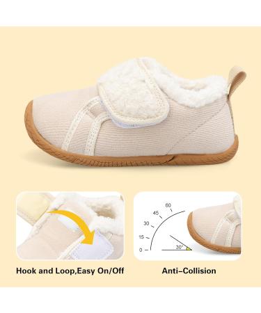 JOINFREE Baby Girl First Walking Shoes Anti-Slip Plush Toddlers Slipper 7.5/8 UK Beige - Buy Online on GoSupps.com