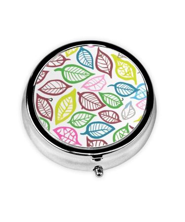 Leaf Linesround Pill Box 3 Compartments Round Pill Box Organizer for Purse Or Pocket Portable Travel Pill Box