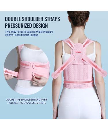 Adjustable Back Brace & Posture Corrector for Men and Women - Small Pink, Waist 26-34 inch - Support for Scoliosis, Hunchback, Back Pain - Spine Straightener & Trainer - Buy Online on GoSupps.com