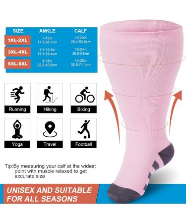 Ancrina Plus Size Compression Socks for Women & Men - Sports Running Air Travel Cycling - XL-XXL Pink - Buy Online on GoSupps.com