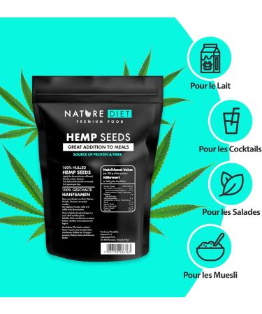 Nature Diet - Hemp Seeds 1000g | Hulled | Decorated | Gluten Free | Vegan - Buy Online on GoSupps.com