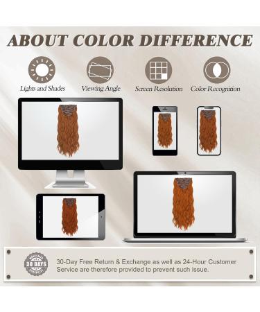 BARSDAR 5-Piece Clip Hair Extensions - Long Wavy Copper Auburn 50cm - Thick Synthetic Hair for Women & Girls - Ideal for Daily & Party Looks - Buy Online on GoSupps.com