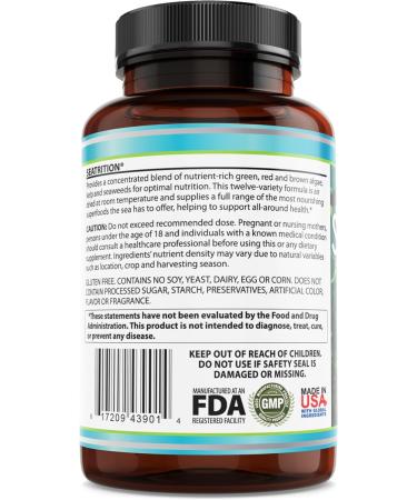 Seatrition Immune Thyroid Support Pure 12 Whole Seaweed Plants Vegan Friendly (1 Month Supply) Natural Multi Vitamin Sea Minerals Wholefood Nutrition Supplement 90 Veg Capsules 90 Count (Pack of 1) - Buy Online on GoSupps.com