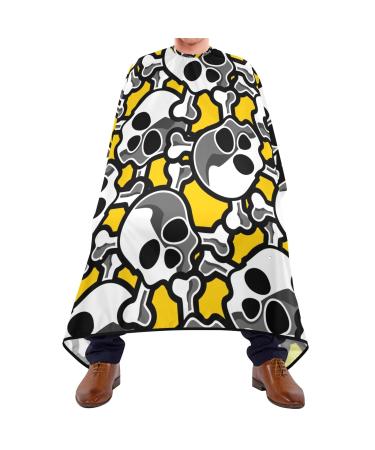 Waterproof Barber Cape -Cartoon Skull Pattern Cheetah Haircut Bib for Men Unisex Hair Cutting Cape(8rp1a)