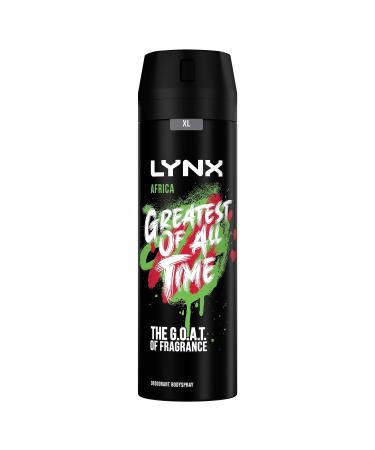 Lynx Africa the G.O.A.T. of fragrance 48 hours of odour-busting zinc tech Aerosol Bodyspray deodorant to finish your style 200 ml Sandalwood 200 ml (Pack of 1)