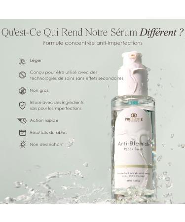 Anti-Blemish Repair Serum by Project E Beauty | Clear Skin Formula with Salicylic Acid | Reduces Pimples & Blemishes | Oily Skin Solution | Soothes Hydrates & Minimizes Pores | 50ml - Buy Online on GoSupps.com