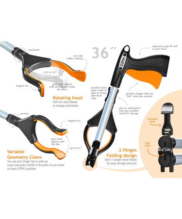 EZPIK 36 Folding Grabber Tool for Elderly with Magnets - Heavy Duty Reacher for Disabled & Seniors - Rotating Grippers, Trash Pickers, and Pick-Up Tool - Buy Online on GoSupps.com