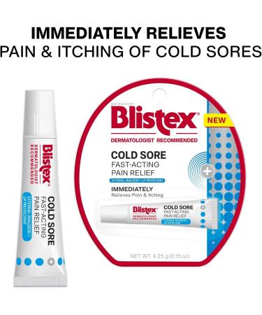 Blistex Cold Sore Fast-Acting Pain Relief Maximum Strength Lidocaine Formula Cold Sore Symptom Relief Cream Provides Immediate Relief- 1 Count 4.25g/0.15oz - Buy Online on GoSupps.com