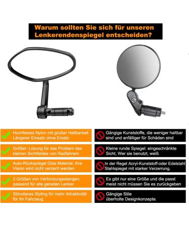 Clhmily & Z Universal Bicycle Mirror for Handlebars - Convex Glass Rotatable Scratch-Resistant E-Bike Side Mirror - Wider Angle for Safe Cycling - Buy Online on GoSupps.com
