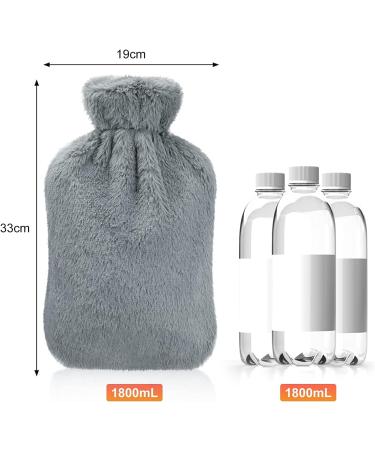 Hot Water Bottle with Cover 2L Large Capacity Premium Natural Rubber Hot Water Bag Soft Fleece Cover - Helps Provide Warmth and Pain Relief Great Gift Ideal for Parents Children 1Pcs Grey 1 - Buy Online on GoSupps.com