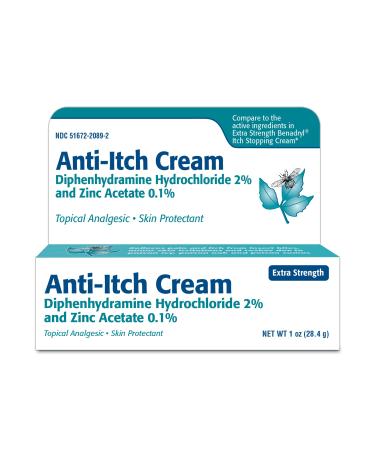 TARO Diphenhydramine Anti Itch Cream for Insect Bites, Skin Irritation and Rashes