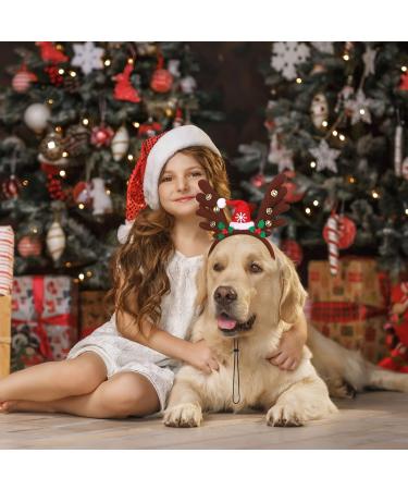 Pedgot 3 Pack Christmas Pet Headwear Xmas Hair Loop Brown Reindeer Antlers Headband Christmas Pet Costume Hair Accessory for Dogs - Buy Online on GoSupps.com