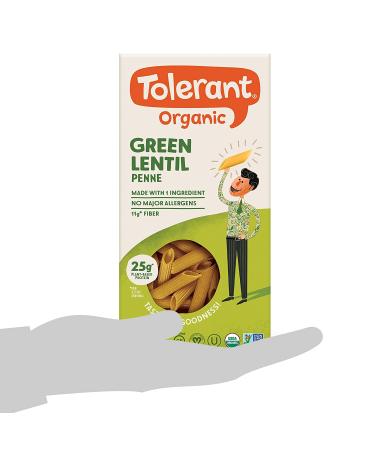 Tolerant Organic Green Lentil Penne Pasta (8 oz Case of 6) - Gluten Free, Vegan, Paleo, Plant Based Protein Pasta - Non GMO, Kosher - Allergen-Free - 1 Ingredient - Buy Online on GoSupps.com