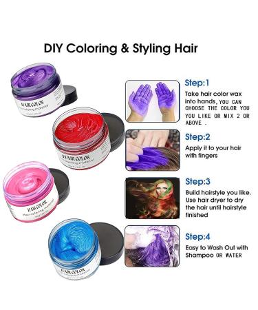 Kids Temporary Hair Color Dye Wax - Girl Toys Gift for Ages 4-9 | Birthday Party, Cosplay, Children's Day | Halloween & Christmas Hair Coloring - 4 Colors (Red Purple Blue Pink) - Buy Online on GoSupps.com