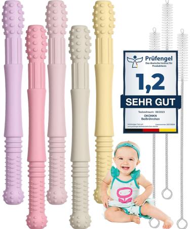 Okonkn bite tube Baby 5-Set Beißring Baby Dental Aid Baby BPA-Free Silicone Baby Accessories for Boys and Girls from 3 months + 5 pieces of girls