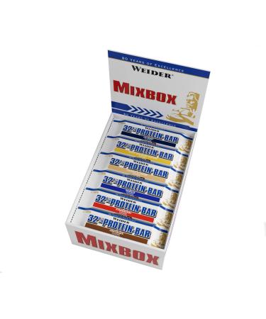 Weider 32% Protein Bar 60g Mix Box 24 delicious protein bars with chocolate coating