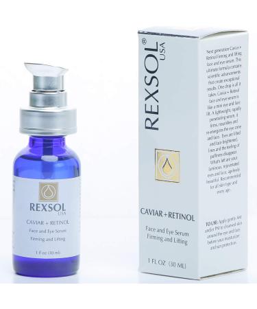 REXSOL CAVIAR + RETINOL Face and Eye Serum Firming and Lifting | With Vitamin C Vitamin E & Vitamin A | Hybrid Sunflower & Caviar Oil | Revives the tone and texture of youthful skin. (30 ml/1 fl oz)