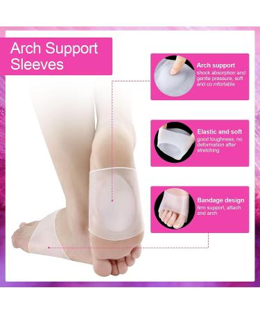 PAGOW 4 Pcs Reusable Gel Arch Support Sleeves - Foot Pain Relief for Plantar Fasciitis and Heel Spurs - Soft Silicone Inserts for Men and Women - White - Buy Online on GoSupps.com