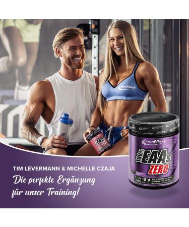 Ironmaxx 100% EAAS Zero - Wildberry 500g | Vegan EAA Powder Sugar-Free All Essential Amino Acids Fruity Taste No Preservatives - Buy Online on GoSupps.com