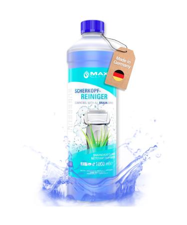 Maxxi Clean | Shaver Head Cleaner for Cleaning Cartridge | 1.000 ml Refill Liquid | Shaver Cleaning Fluid Compatible with Braun Cleaning Station | Cleaning Spray with Aloe Vera Scent